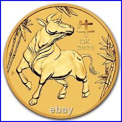 2021 Australia 1/10 oz Gold Lunar Year of Ox BU Coin Solid 14K Gold Necklace NEW