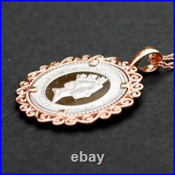 2021 St. Helena 1/10 oz Platinum Queen's Virtues Solid 14K Rose Gold Necklace