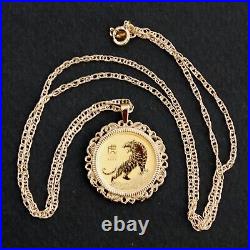 2022 Australia 1/10 oz Gold Lunar Year of Tiger BU Coin Solid 14K Gold Necklace