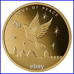 2022 Israel 1/10 oz 999 Gold Coin 14k Solid Yellow Gold Necklace Dove of Peace