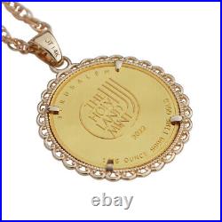 2022 Israel 1/25 oz 999 Gold Coin 14k Solid Yellow Gold Necklace Dove of Peace