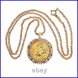 2023 Australia 1/10 oz Gold Lunar Year of Rabbit BU Coin Solid 14K Gold Necklace