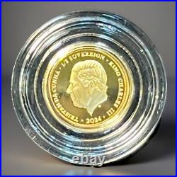 2024? Solid 22ct One Eighth Gold Sovereign Charles III? 1/8 Proof Coin 1-g CoA 2024? Solid 22ct One Eighth Gold Sovereign Charles III? 1/8 Proof Coin 1-g CoA