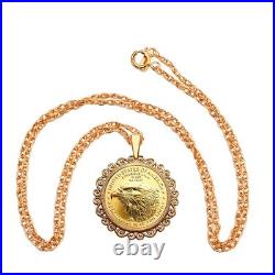 2025 1/10 oz American Gold Eagle BU Unc Coin Solid 14K Gold Necklace Eagle 2025 1/10 oz American Gold Eagle BU Unc Coin Solid 14K Gold Necklace Eagle