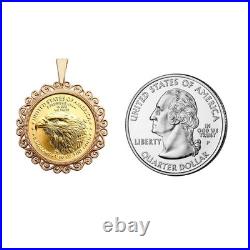 2025 1/10 oz American Gold Eagle BU Unc Coin Solid 14K Gold Necklace Eagle 2025 1/10 oz American Gold Eagle BU Unc Coin Solid 14K Gold Necklace Eagle