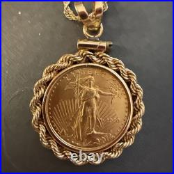 2025 1/10 oz American Gold Eagle BU Uncirculated Coin Solid 14K Gold Necklace