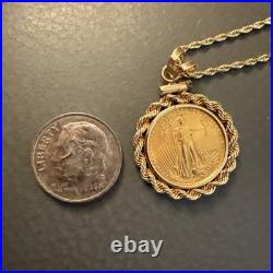 2025 1/10 oz American Gold Eagle BU Uncirculated Coin Solid 14K Gold Necklace