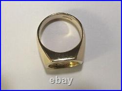 20MM COIN RING with a MEXICAN DOS PESOS Coin 14K Solid Yellow Gold Finish