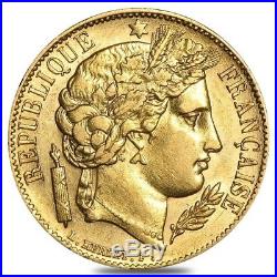 20 Francs French Early Head Ceres Gold Coin Avg Circ AGW. 1867 Random