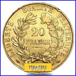 20 Francs French Early Head Ceres Gold Coin Avg Circ AGW. 1867 Random