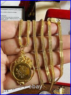 20 Solid 22K Yellow Gold Women's Flower Coin Set Necklace 18.3g