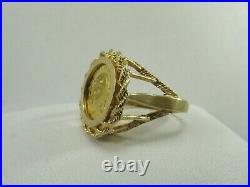 20 mm Coin Chinese Panda Bear Charm Wedding Ring 14k Solid Yellow Gold Finish