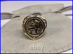 20 mm Coin Chinese Panda Bear Wedding Ring 14Kne Solid Yellow Gold Finish