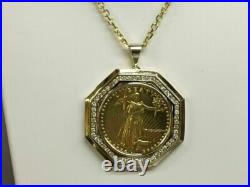 20 mm Coin Round -Created Diamond Lady Liberty Pendant 14k Yellow Gold Plated 20 mm Coin Round -Created Diamond Lady Liberty Pendant 14k Yellow Gold Plated