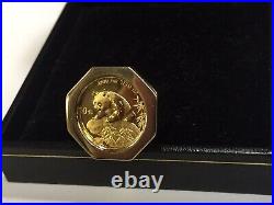 20chinese Panda Bear Coin Set In Coin Ring 14 Kt Solid Yellow Gold Finish