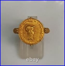 20k Gold Antique Roman First King Alexander The Great Coin Beautiful Ring #G1