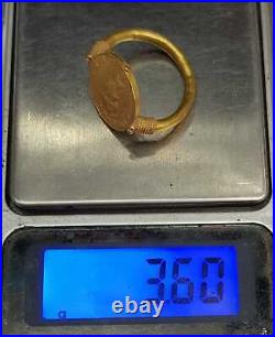 20k Gold Antique Roman First King Alexander The Great Coin Beautiful Ring #G1