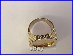 20mm Lady Liberty Coin Engagement Wedding Band Solid in 14k Yellow Gold Finish