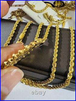 21Carat 21K 875 Gold Dubai Chain Coin Set Necklace 24 Long 17.05g 3.8mm Unisex