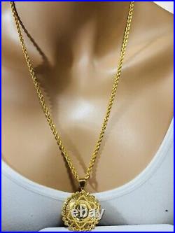 21Carat 21K 875 Gold Dubai Chain Coin Set Necklace 24 Long 17.05g 3.8mm Unisex