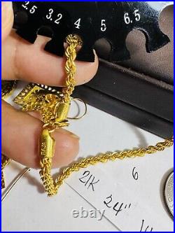 21Carat 21K 875 Gold Dubai Chain Coin Set Necklace 24 Long 17.05g 3.8mm Unisex