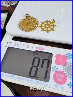 21K 875 Real Fine Solid Gold 2 Set Pendant 22K Mariner and 21K Coin Pendant 8.7g 21K 875 Real Fine Solid Gold 2 Set Pendant 22K Mariner and 21K Coin Pendant 8.7g
