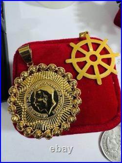 21K 875 Real Fine Solid Gold 2 Set Pendant 22K Mariner and 21K Coin Pendant 8.7g 21K 875 Real Fine Solid Gold 2 Set Pendant 22K Mariner and 21K Coin Pendant 8.7g