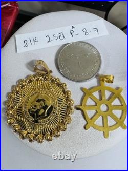 21K 875 Real Fine Solid Gold 2 Set Pendant 22K Mariner and 21K Coin Pendant 8.7g 21K 875 Real Fine Solid Gold 2 Set Pendant 22K Mariner and 21K Coin Pendant 8.7g