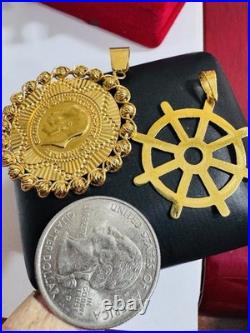 21K 875 Real Fine Solid Gold 2 Set Pendant 22K Mariner and 21K Coin Pendant 8.7g 21K 875 Real Fine Solid Gold 2 Set Pendant 22K Mariner and 21K Coin Pendant 8.7g