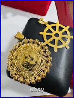 21K 875 Real Fine Solid Gold 2 Set Pendant 22K Mariner and 21K Coin Pendant 8.7g 21K 875 Real Fine Solid Gold 2 Set Pendant 22K Mariner and 21K Coin Pendant 8.7g