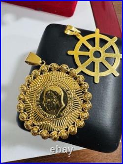 21K 875 Real Fine Solid Gold 2 Set Pendant 22K Mariner and 21K Coin Pendant 8.7g 21K 875 Real Fine Solid Gold 2 Set Pendant 22K Mariner and 21K Coin Pendant 8.7g
