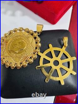 21K 875 Real Fine Solid Gold 2 Set Pendant 22K Mariner and 21K Coin Pendant 8.7g 21K 875 Real Fine Solid Gold 2 Set Pendant 22K Mariner and 21K Coin Pendant 8.7g