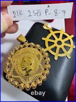 21K 875 Real Fine Solid Gold 2 Set Pendant 22K Mariner and 21K Coin Pendant 8.7g 21K 875 Real Fine Solid Gold 2 Set Pendant 22K Mariner and 21K Coin Pendant 8.7g