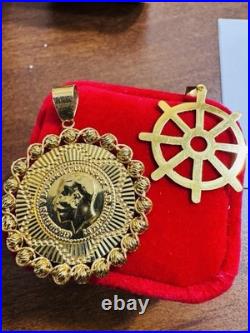 21K 875 Real Fine Solid Gold 2 Set Pendant 22K Mariner and 21K Coin Pendant 8.7g 21K 875 Real Fine Solid Gold 2 Set Pendant 22K Mariner and 21K Coin Pendant 8.7g