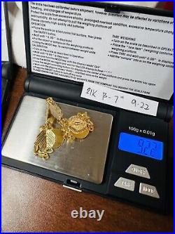 21K 875 Solid Yellow Gold Lucky Coin Bracelet 13mm 9.2g 7 long Real Gold