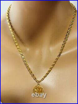 21K Solid 875 Real Gold Ladies Women's Dubai Coin Necklace 20 Long 14.7g 5mm