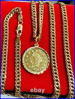 21K Solid 875 Real Gold Ladies Women's Dubai Coin Necklace 24 Long 15.7g 4mm