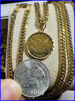 21K Solid 875 Real Gold Ladies Women's Dubai Coin Necklace 24 Long 15.7g 4mm