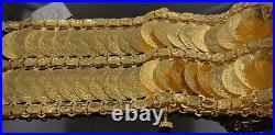 21K Solid Gold Bracelet With Double Coin Charms B966