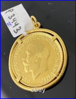 21K Solid Gold Coin Pendant P3443z