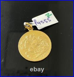 21K Solid Gold Designer Coin Pendant P4555z