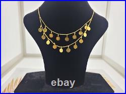 21K Solid Gold Layered Coins Necklace C5485