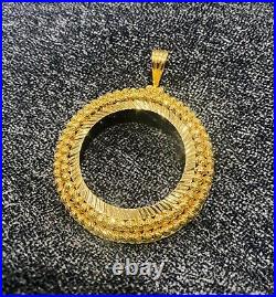 21k Solid Gold Round Coin frame Pendant