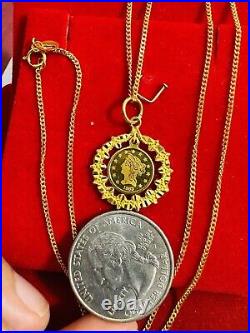 22CT 22K Solid 916 Real UAE Gold Dubai Coin Necklace 20 Long 1.6mm 6.3g