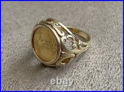 22K Gold 1/10 oz 1986 US Liberty Coin in 14K Solid Gold Ring Size 7