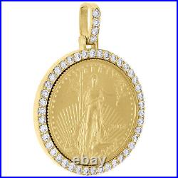 22K Gold American Libery Eagle Coin 1/4 Oz. Diamond Mounting Pendant 1.06 CT