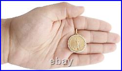 22K Gold American Libery Eagle Coin 1/4 Oz. Diamond Mounting Pendant 1.06 CT
