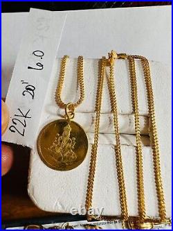 22K Solid 916 Real Gold Ladies Women's Dubai Coin Necklace 20 Long 6g 1.5mm