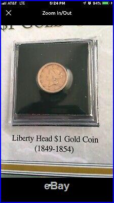 22K Solid Gold Americas First $1 Gold Coin + Folder