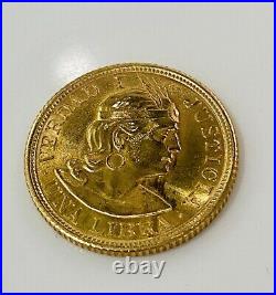 22K Solid Gold Coin 8 Grams Peru Peruvian 1964 Una Libra Great Condition